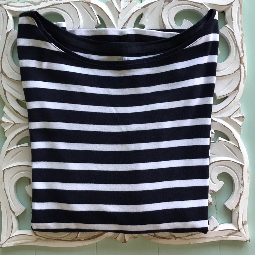 Talbots Navy/White Striped Tee